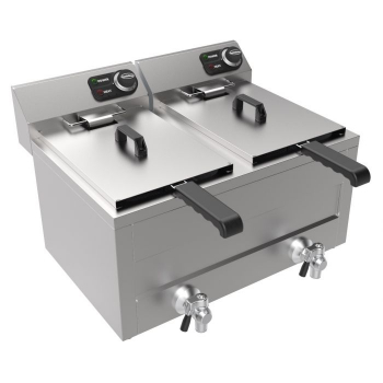 ELEKTRO TISCHFRITEUSE 2 x 8 Liter 2 x 3 KW GASTRONOMIE FRITTEUSE