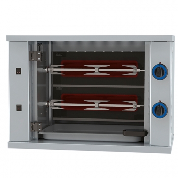 Gas Hähnchengrill mit 2 Spieß für 6 Hähnchen und Beleuchtung