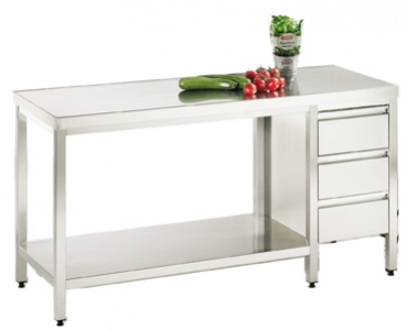 Arbeitstisch 2900x600x850 mit Grundboden und Schubladenblock