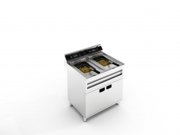 Elektro Doppel Fritteuse für 12 + 12 Liter 400V für Gastronomie