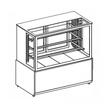 Preview: Fleischvitrine Statisch | B1250xT750xH1300 | Weiss-​​Schwarz Kebabvitrine