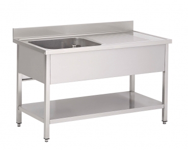 Edelstahl Spltisch 1600x600x850 mit 1 Becken Links