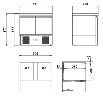 Preview: Gastro Kühltisch Mini - 2-fach - 240 l (230 V)