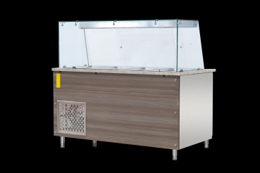 Preview: Dönertheke 228 cm Lang mit Holz frontverkleidung 4 Türig