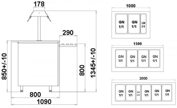 Heiße Buffet Gastroline Open Bemar 1,0 Heißethke
