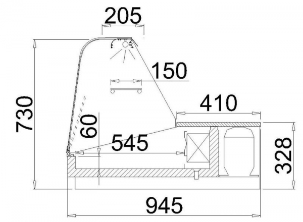 Kühlaufsatzvitrine TATIANA 1.5 NS Aufsatstheke 1500mm Lang