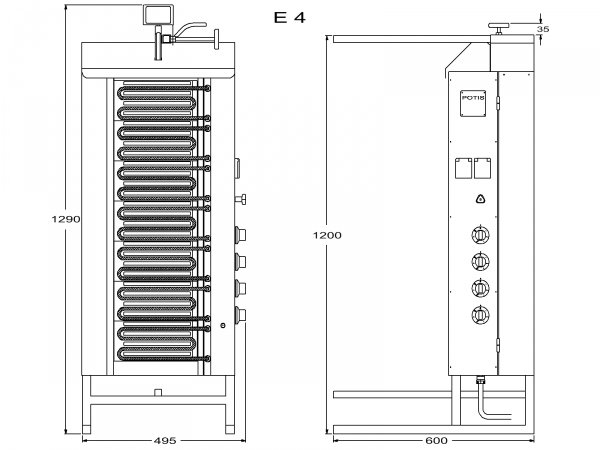 Potis Dönergrill E4 Dönermaschine Gyrosgrill Elektrogerät
