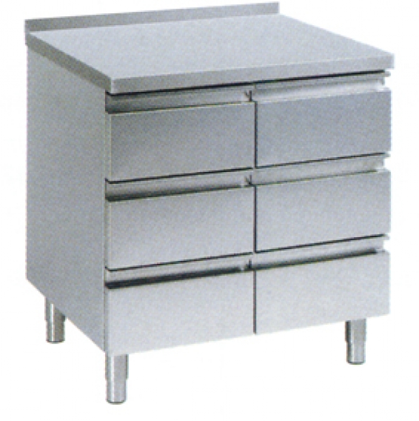 Schubladentisch Serie 700 mit Aufkantung mit 6 Schubladen