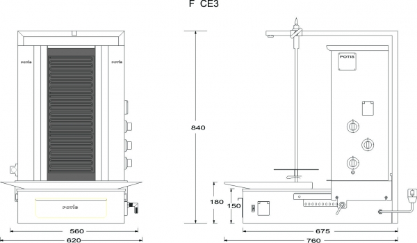 Potis Ceranglass Dönergrill F CE3 Elektro Dönermaschine