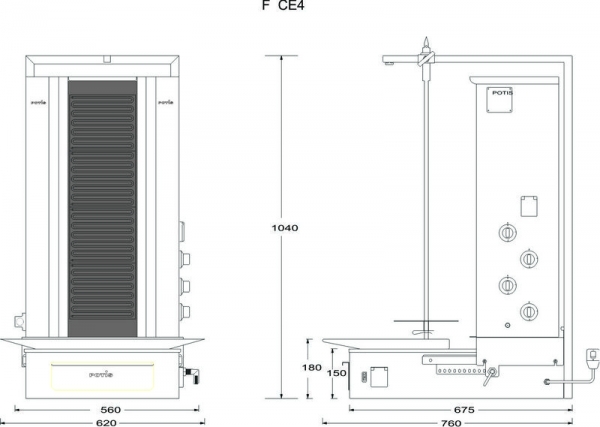 Elektro Ceranglass Dönergrill F CE4 motor unten