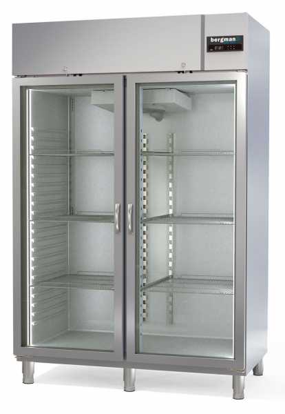Gastro Edelstahl-Kühlschrank,-2 Glastüren
