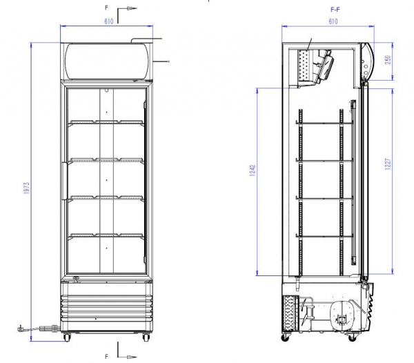 KÜHLSCHRANK GLASTÜR 370 BL