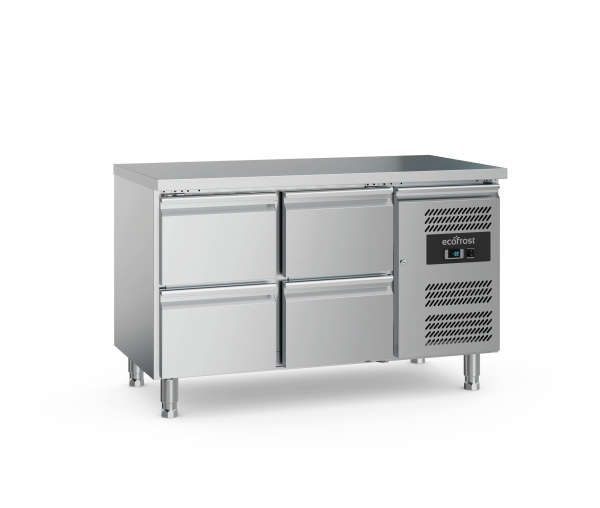 Edelstahl Kühltisch 4 Schublade Barkühltisch 1360x700