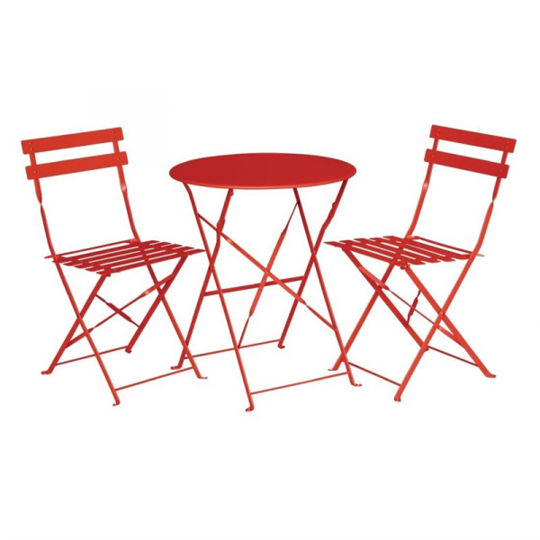 Runder klappbarer Terrassentisch Stahl rot 60cm