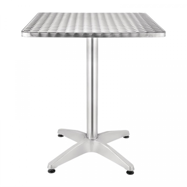 Quadratischer Bistrotisch Edelstahl 1 Bein 60cm