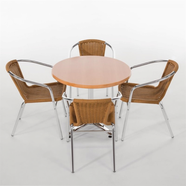 BOLERO TERRASSENSTÜHL MIT ARMLEHNE IN ALUMINIUMDESIGN NATURELL (4 STÜCK)