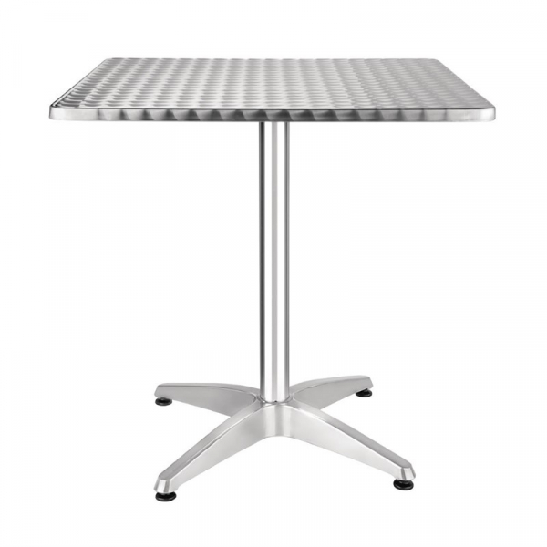 Quadratischer Bistrotisch Edelstahl 1 Bein 70cm