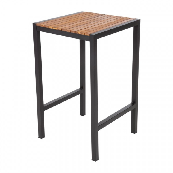 Quadratischer Stahl und Akazienholz Bartisch 60cm