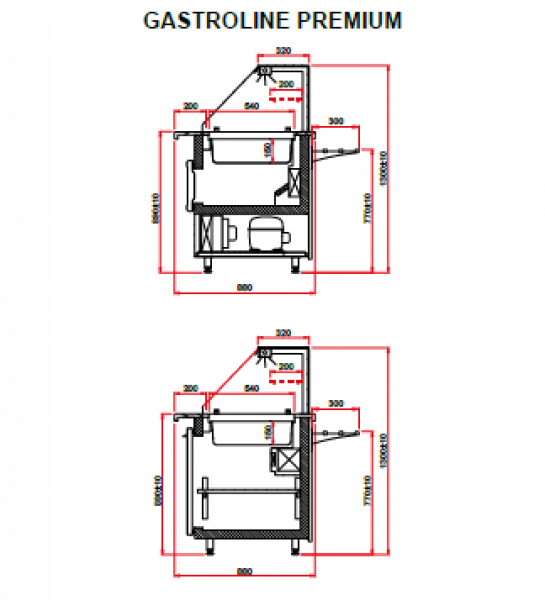 Salattheke GASTROLINE PREMIUM 840mm Lang Dönertheke