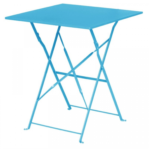 Quadratischer klappbarer Terrassentisch Stahl azurblau 60cm