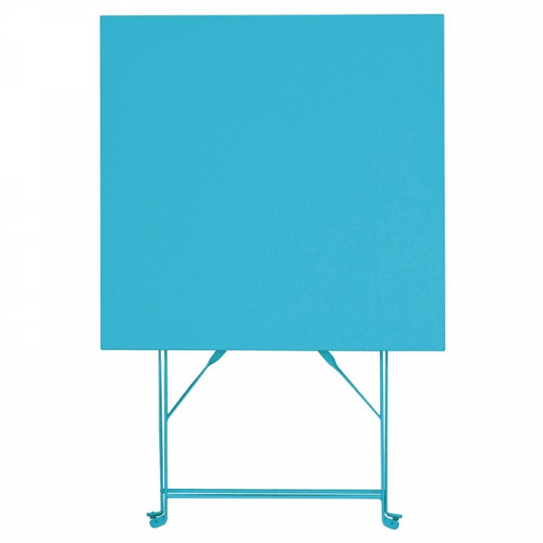 Quadratischer klappbarer Terrassentisch Stahl azurblau 60cm
