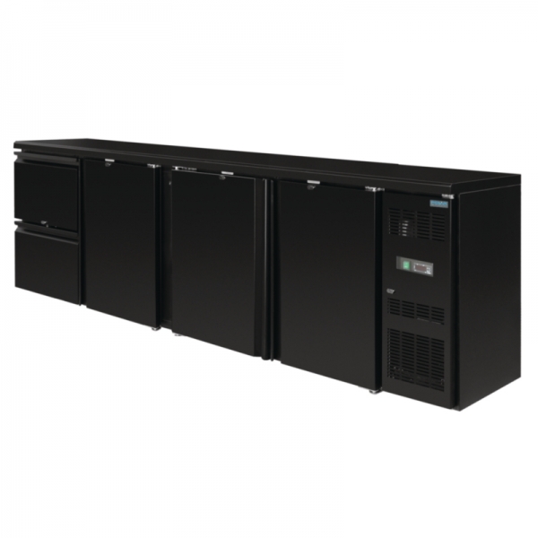 Polar Barkühlung 3 Türig 2 Schubladen Barkühltisch Schwarz