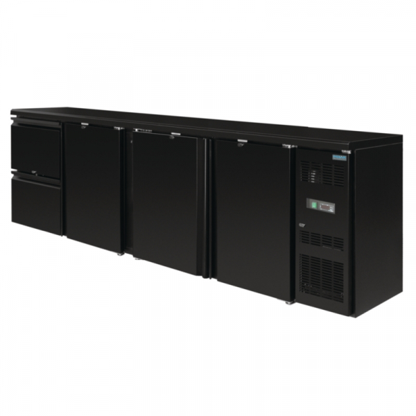 Polar Barkühlung 3 Türig 2 Schubladen Barkühltisch Schwarz