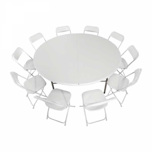 Bolero runder Klapptisch weiß 183cm
