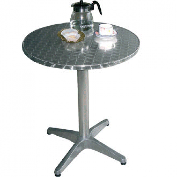 Runder Bistrotisch Edelstahl 1 Bein 60cm