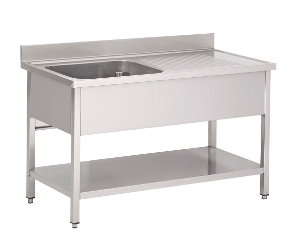 Edelstahl Spültisch 1600x600x850 mit 1 Becken Links