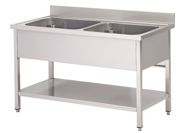 Spültisch mit 2 Becken 1200x600x850 mm Edelstahl