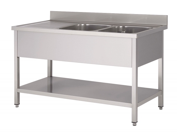 Spültisch-1800x600x850-mm-mit-2-Becken-Rechts-Edelstahl,doppel,becken,spültisch