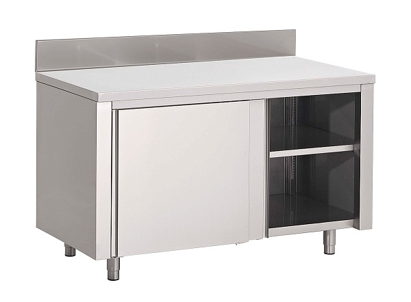Edelstahl Arbeitsschrank 1400x600x850mm mit Schiebetüren