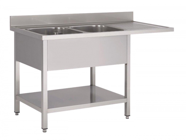 Spülcenter 1600x700x850 mit 2 Becken Links