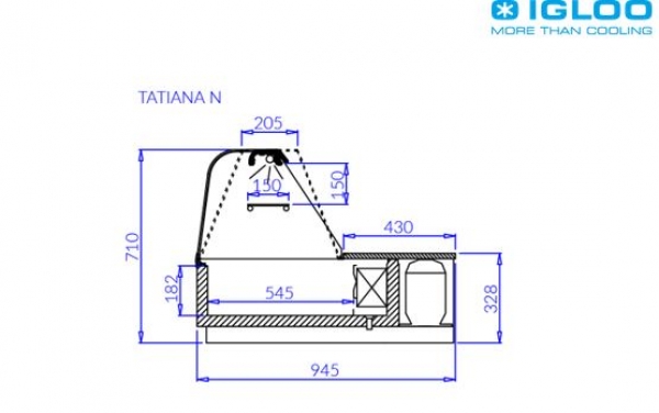 Kühlaufsatzvitrine TATIANA 1.3N Aufsatzvitrine 1300mm Lang