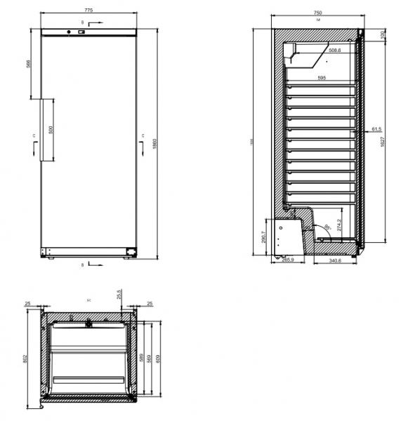 Gastronomie Lagerkühlschrank ABS-580 liter