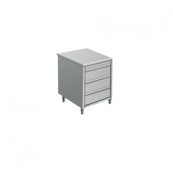 Arbeitsschrank mit Schubladen aus Edelstahl ohne Aufkantung - 500 x 600 x 850