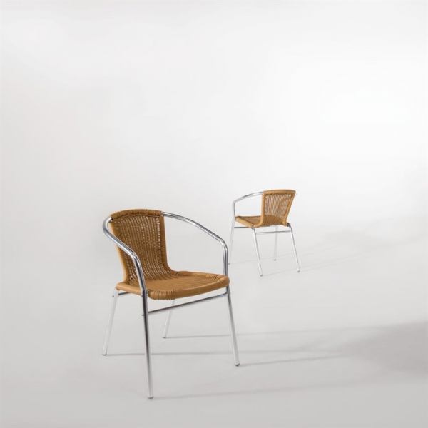 BOLERO TERRASSENSTÜHL MIT ARMLEHNE IN ALUMINIUMDESIGN NATURELL (4 STÜCK)