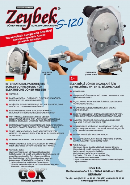 Schleifvorrichtung für alle Tandir Dönermesser Schleifgerät