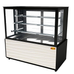 Fleischvitrine Statisch | B1250xT750xH1300 | Weiss-&#8203;&#8203;Schwarz Kebabvitrine