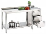 Arbeitstisch 1900x600x850 mit Schubladenblock und Aufkantung